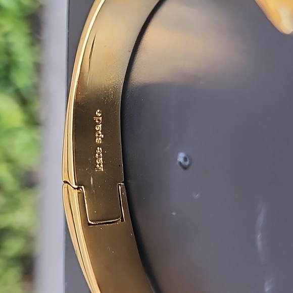 Kate Spade New York Raise The Bar Shiny Cuff Hinged Gold Tone Bracelet - Picture 2 of 5